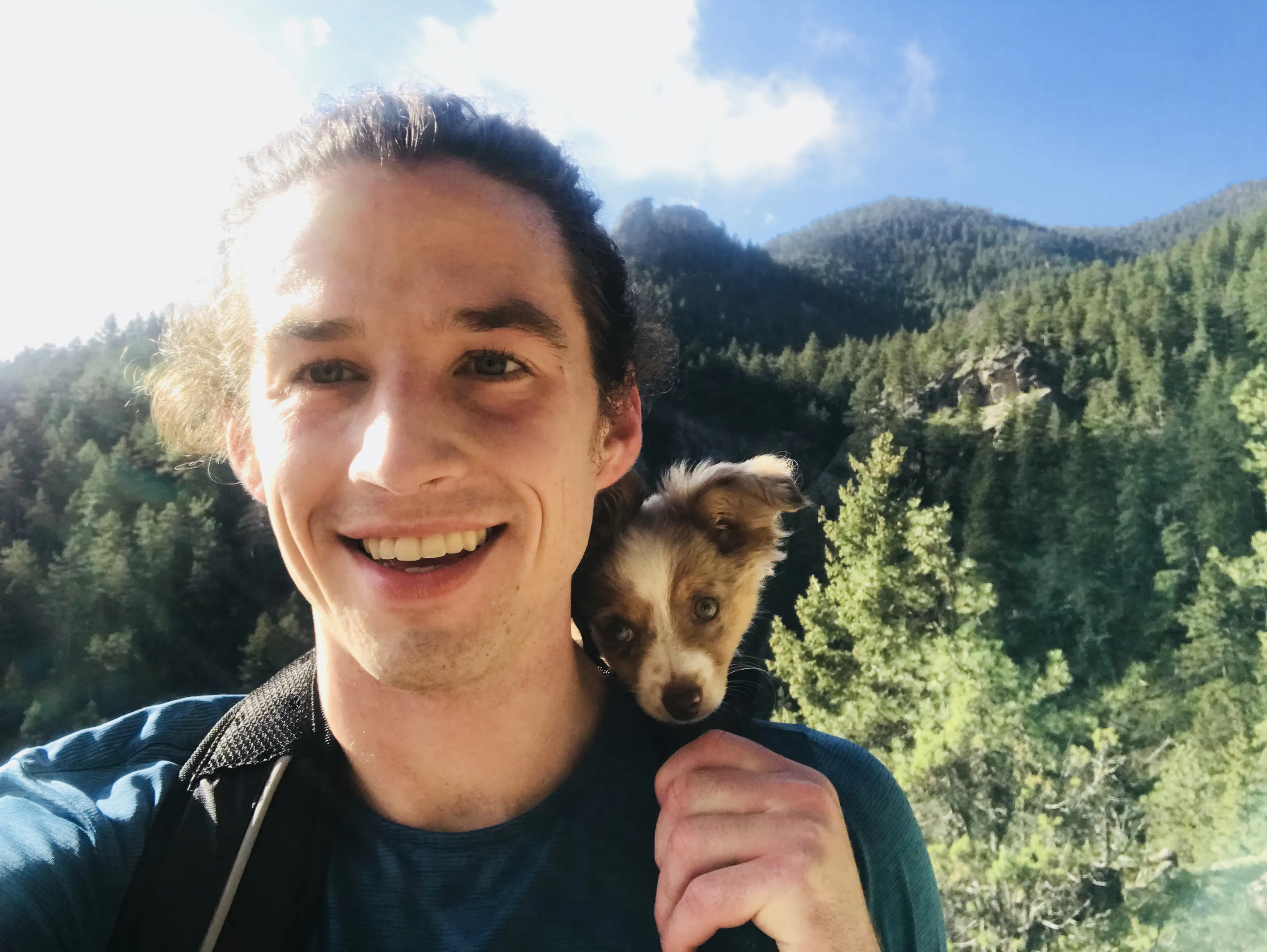 My second favorite hiking partner back before he could hike
